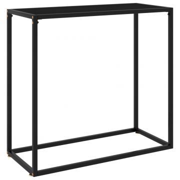 Конзолна маса Fannie, черна, 80x35x75 cм, закалено стъкло