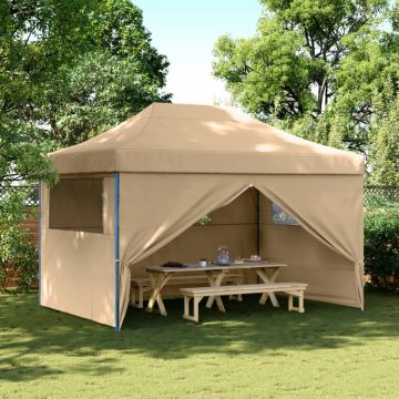 Сгъваема парти шатра pop-up с 4 странични стени бежова