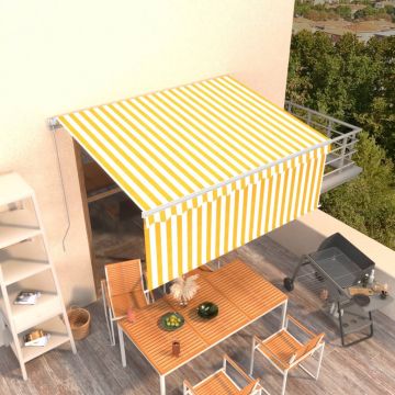 Ръчно прибиращ се сенник с щора Pearson, 3,5x2,5 м, жълто и бяло