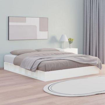 рамка за легло бяло 150x200 см King Size масивно дърво Duran