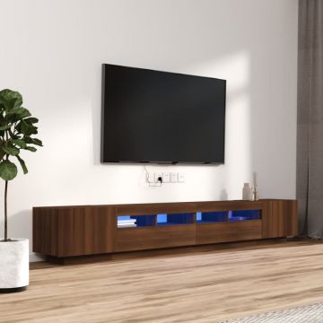 Комплект ТВ шкафове от 3 части с LED кафяв дъб инженерно дърво Haroon