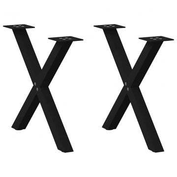 Крака за масичка за кафе с форма на X 2 бр. черни 60x(42-43) cm