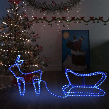 Коледна украса за открито северни елени с шейна 576 LED
