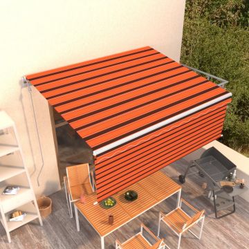 Автоматично прибиращ се сенник с щора Aadil, 4x3 м, оранжево-кафяв