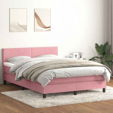 Боксспринг легло с матрак, розова, 140x210 см, кадифе