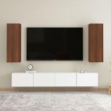 ТB шкафове, 2 бр, кафяв дъб, 30,5x30x90 см, инженерно дърво