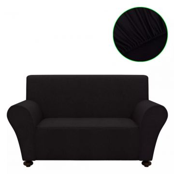 131081  Stretch Couch Slipcover Black Polyester Jersey Sanya