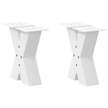Крака за масичка за кафе, X-образни, 2 бр., бели, 40 x (30-31) см, стомана