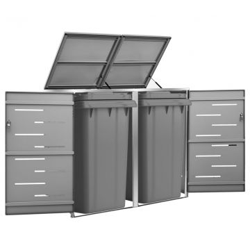 Двоен навес за кофа за смет 138x77,5x112,5 см инокс