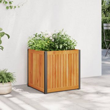 Градинска кашпа 45x45x44 см масивна акация и стомана
