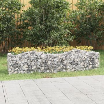 Извит габион повдигната леха 200x50x50 см поцинковано желязо