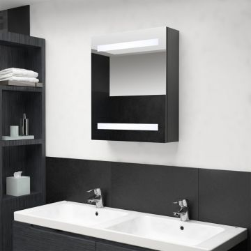 LED шкаф с огледало за баня, сив, 50x14x60 см