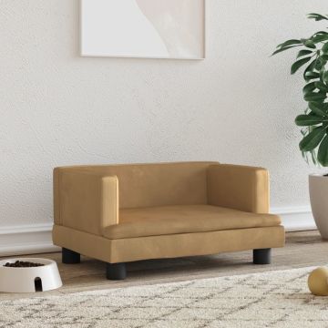 Кучешко легло Кафяв 60x40x30 см кадифе