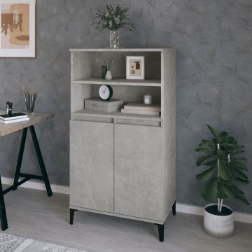 Висок шкаф, бетонно сив, 60x36x110 см, инженерно дърво