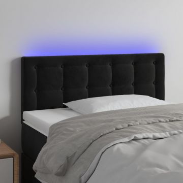 LED горна табла за легло, черна, 80x5x78/88 см, кадифе