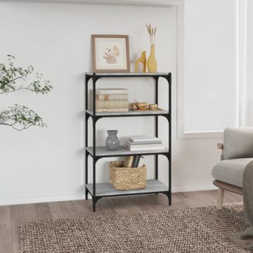 Библиотека сив сонома 60x33x100 см инженерно дърво и стомана