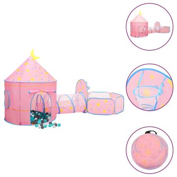 Детска палатка за игра с 250 топки розова 301x120x128 см