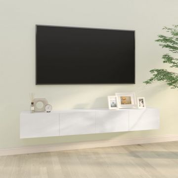 Стенни ТВ шкафове 2 бр бял гланц 100x30x30 см инженерно дърво
