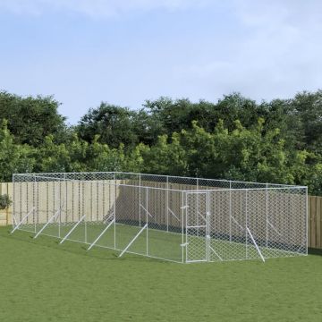 Външна клетка за куче сребриста 4x12x2 м поцинкована стомана