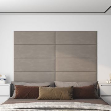 Стенни панели Salma, 12 бр, светлосиви, 90x30 см, кадифе, 3,24 м²