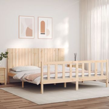 Рамка за легло с табла Super King Size дърво масив
