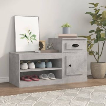 Шкаф за обувки, бетонно сив, 100x42x60 см, инженерно дърво