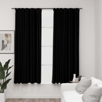Затъмняващи завеси с куки имитация лен 2 бр бежови 140x245 см Jaxson