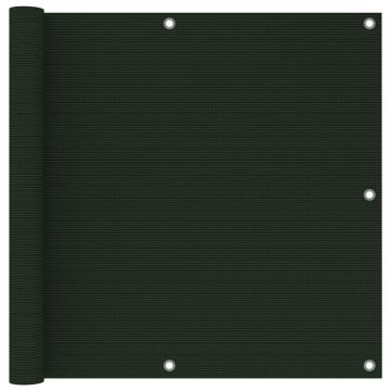 Балконски параван, тъмнозелен, 90x400 см, HDPE