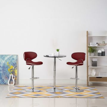 323649  Bar Stools 2 pcs Wine Red Faux Leather