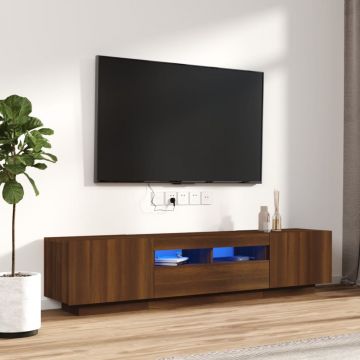 Комплект ТВ шкафове от 2 части с LED кафяв дъб инженерно дърво Ingrid