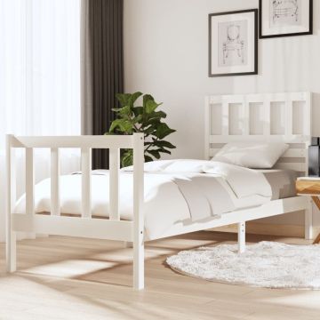 рамка за легло бяла 75x190 см Small Single дърво масив O'Connor