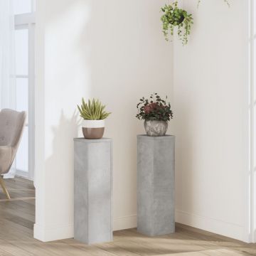 Стойки за растения 2 бр бетонно сив 17x17x60 см инженерно дърво
