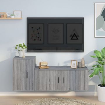 Комплект ТВ шкафове от 2 части, сив сонома, инженерно дърво