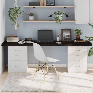 Плот за маса тъмнокафяв 220x50x(2-6) см обработен масивен дъб