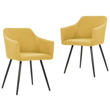 323100 Dining Chairs 2 pcs Yellow Fabric