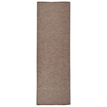 Градински плоскотъкан килим, 80x250 см, кафяв