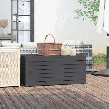 Градинска кутия сива 101x50,5x46,5 см масивна борова дървесина