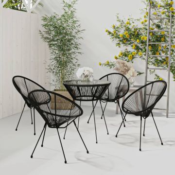 Градински трапезен комплект Aaran, 5 части, PVC ратан, черен