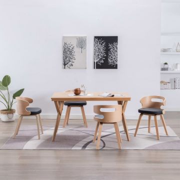 Трапезни столове Frye, 4 бр, черни, извито дърво и изкуствена кожа