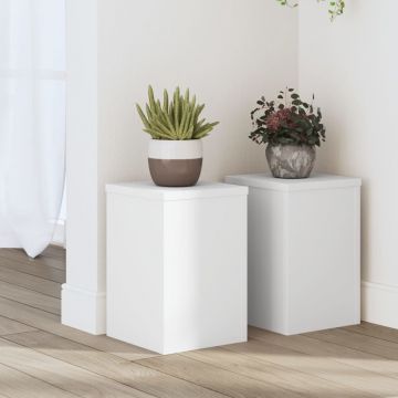 Стойки за растения 2 бр бели 20x20x30 см инженерно дърво