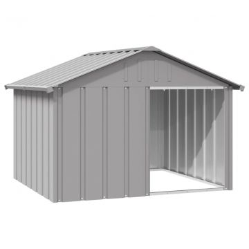 Кучешка къща сива 116,5x103x81,5 см поцинкована стомана