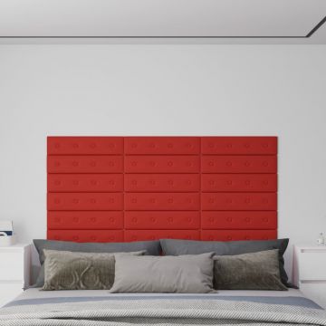 Стенни панели 12 бр виненочервени 60x15 см изкуствена кожа Rosales