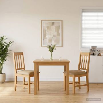 Трапезен стол VENLO 2 бр. Масивен дъб Бежово 45 x 53 x 92 см