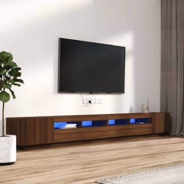 Комплект ТВ шкафове от 3 части с LED кафяв дъб инженерно дърво Nafisa
