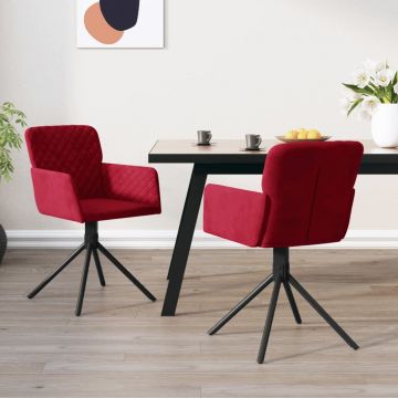 Въртящи трапезни столове Avleen, 2 бр, виненочервени, кадифе