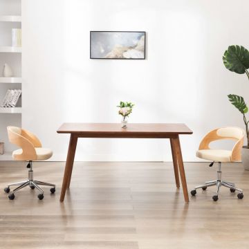 Въртящи столове Morley, 2 бр, кремави, извито дърво и изкуствена кожа