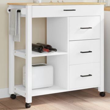 Кухненска количка "MONZA" 84x40x90 см борово дърво масив