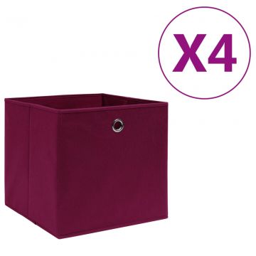 Кутии за съхранение 4 бр нетъкан плат 28x28x28 см тъмночервени