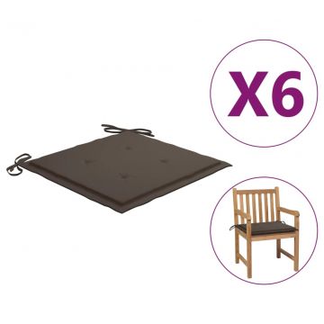 Възглавници за столове 6 бр таупе 50x50x3 см Оксфорд плат
