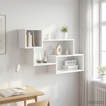 Плаващ рафт Монтиране на стена Бяло 87 x 20 x 55 см